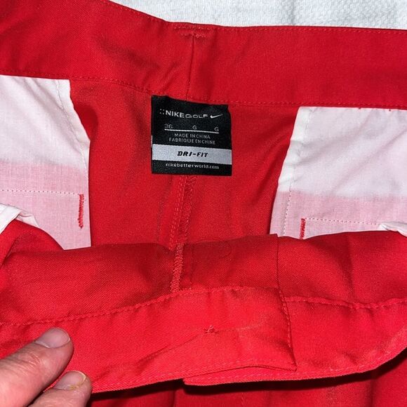 Nike Golf Flat Front Dri Fit Sunday Red 11” Inseam Great Swoosh Golf Shorts 36 - Picture 5 of 5